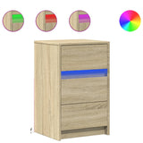 ZNTS Bedside Cabinet with LED Lights Sonoma Oak Engineered Wood 852014