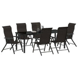 Garden Dining Set 7 pcs Black Coffee Powder-Coated Steel 3379273
