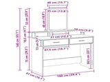 Dressing Table Concrete Grey 100 x 41 x 140 cm Engineered Wood 865148