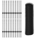 Welded Wire Fence 50 x 0.6 m PVC-Coated Steel Grey Mesh 3336885