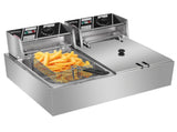 EH82 2500W 220-240V 12.7QT/12L Stainless Steel Double Cylinder Electric Fryer UK 08862124