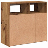 Sideboard with LED Lights Old Wood 80x35x75 cm Engineered Wood 856361