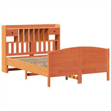 Bookcase Bed without Mattress Wax Brown 150x200 cm King Size Solid Wood Pine 3323142