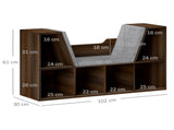 Bookcase Storage Shelf with Cushioned Reading Seat, Cube Bookshelf Organizer for Bedroom Living T3398P328329