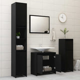 ZNTS 3 Piece Bathroom Furniture Set Black Engineered Wood 3056935