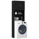 Washing Machine Cabinet Black Oak 64x24x190 cm Engineered Wood 859128