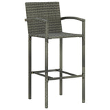 Bar Stool Set of 4 Grey PE rattan, powder-coated steel 313456