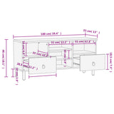 TV Cabinet 100x33x46 cm Solid Wood Mango 358230