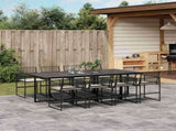9 Piece Garden Dining Set with Cushions Black Poly Rattan 3295025