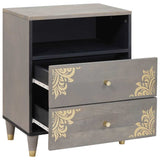 Bedside Cabinet Grey 50 x 33 x 62 cm Solid Mango Wood 4018782