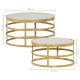 2 Piece Coffee Table Set Marble Brass and White 285911