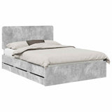 Bed Frame with Drawer Concrete Grey 140 x 200 cm Engineer Wood 3412591