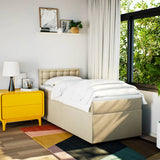 Box Spring Bed with Mattress Cream 90x200 cm Fabric 3285790