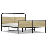 Metal Bed Frame without Mattress Sonoma Oak 150x200 cm King Size 3318693