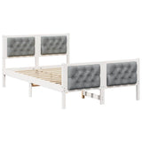 Bed Frame Light Grey 135 x 190 cm Solid Pine Wood 878413