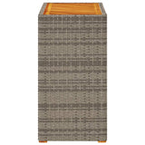 Garden Side Table with Wooden Top Grey 60x40x75 cm Poly Rattan 366304