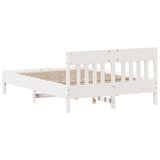 Bed Frame without Mattress White 135x190 cm Double Solid Wood Pine 842667