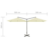 Garden Parasol Sand Polyester, Powder-Coated Steel Double 312555