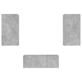 4 Piece TV Wall Units with LED Concrete Grey Engineered Wood 3216821