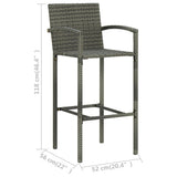 Garden Bar Set Grey PE rattan, powder-coated steel, solid acacia wood 3064871