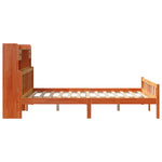 ZNTS Bookcase Bed without Mattress Wax Brown 150x200 cm King Size Solid Wood Pine 3322191