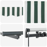 Retractable Awning Green and white 400 x 300 cm Fabric 3330724