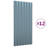 Roof Panels 12 pcs Galvanised Steel Grey 80x36 cm 319134