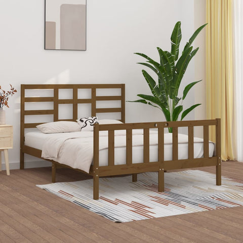 ZNTS Bed Frame without Mattress Honey Brown 150x200 cm King Size Solid Wood 3107621