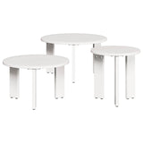 Coffee Table 3 pcs White Solid pine wood 873563