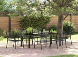 Garden Dining Set 7 pcs Black Powder-Coated Steel 3379160