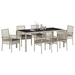 Garden Dining Set 7 pcs Light grey Poly rattan 3334899