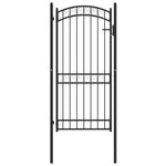 ZNTS Fence Gate with Arched Top Steel 100x200 cm Black 146372