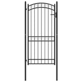 ZNTS Fence Gate with Arched Top Steel 100x200 cm Black 146372