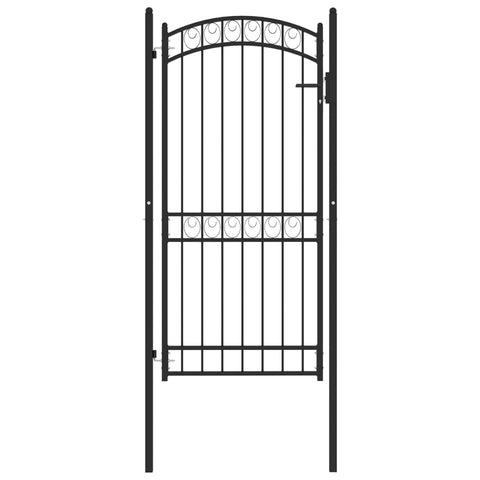 ZNTS Fence Gate with Arched Top Steel 100x200 cm Black 146372