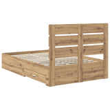 Bed Frame with Drawer Artisan Oak 135 x 190 cm Engineered Wood 3411987