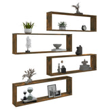 Wall Cube Shelves 4 pcs Smoked Oak 100x15x30 cm Engineered Wood 815907