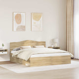 Bed Frame with Headboard Sonoma 180 x 200 cm Solid Pine Wood 3412864