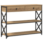 ZNTS Console Table Artisan Oak 100x28x75 cm Engineered Wood & Steel 863528