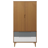 Wardrobe MOLDE Brown 90x55x175 cm Solid Wood Pine 350522