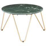 ZNTS Coffee Table Green 65x65x42 cm Real Stone with Marble Texture 286447