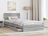 Bed Frame with Drawer Grey Sonoma 100 x 200 cm Engineered Wood 3412218