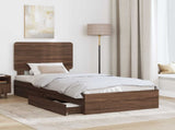 Storage Bed with Drawer Brown Oak 75 x 190 cm Engineered Wood 3412741