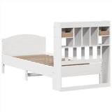 ZNTS Bookcase Bed without Mattress White 90x200cm Solid Wood Pine 3323162