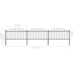 ZNTS Garden Fence with Spear Top Steel x5.1 m Black 277732