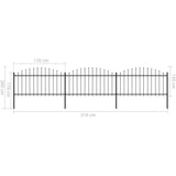 ZNTS Garden Fence with Spear Top Steel x5.1 m Black 277732