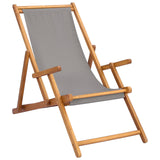 Beach Chair Light Grey Solid Teak Wood 42032667
