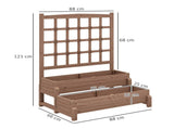 2-Tier Garden Bed with Trellis, Wooden Elevated Planter Box with Drainage Holes, Outdoor T3398P325340