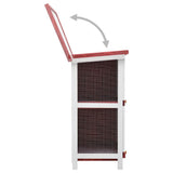 170836 Outdoor Rabbit Hutch 4 Doors Red Wood