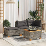 Garden Stool with Cushion Grey 63.5x56x32 cm Poly Rattan 365933