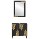 Bathroom Cabinet Set Wall-mounted 2 pcs Black Solid Mango Wood 3310159